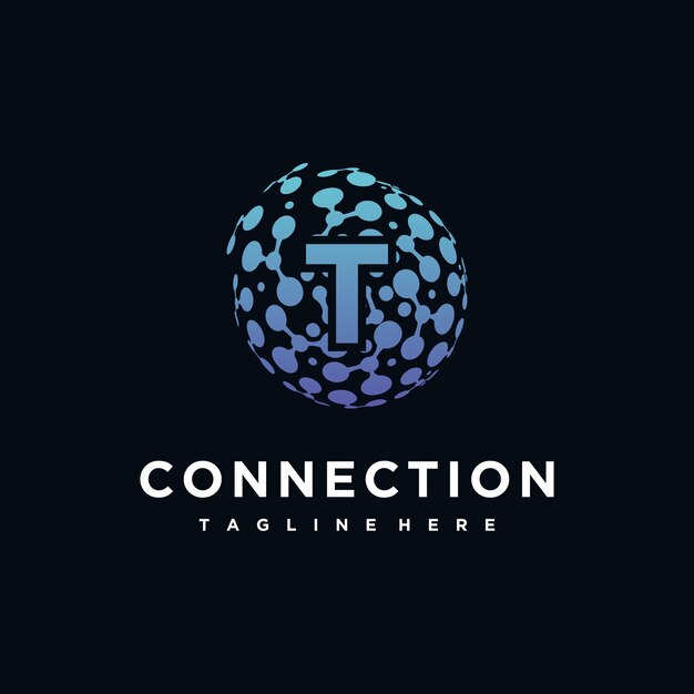 plantilla de logotipo de conexión concepto creativo estilo único Vector Premium