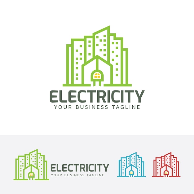 Plantilla de logotipo de construcción de ciudad eléctrica