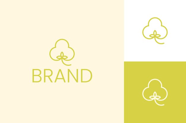 Plantilla de logotipo de contorno vectorial de algodón minimalista