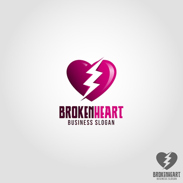 Plantilla de logotipo de corazón roto