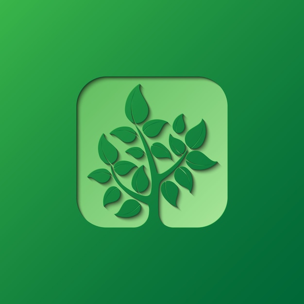Plantilla de logotipo de corte de papel verde de naturaleza