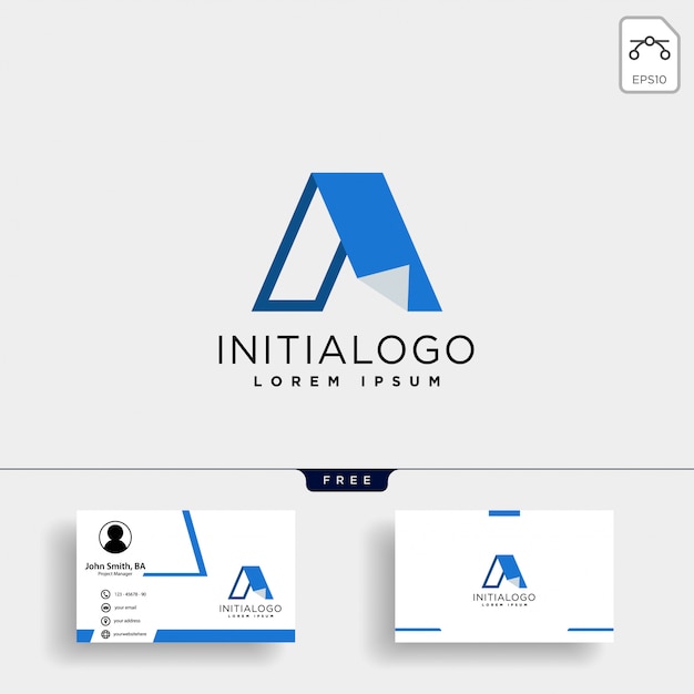 Plantilla de logotipo creativo letra A con plantilla de tarjeta de visita
