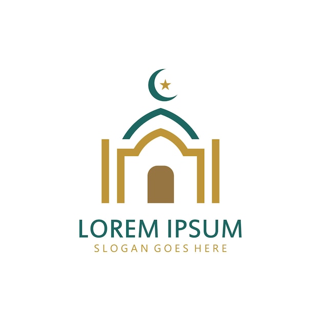 Plantilla de logotipo creativo de mezquita con concepto simple