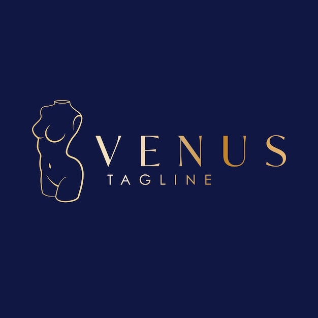 Vector plantilla de logotipo de cuerpo de mujer antigua. diseño del logotipo de venus. logotipo de la industria de la belleza y el bienestar.