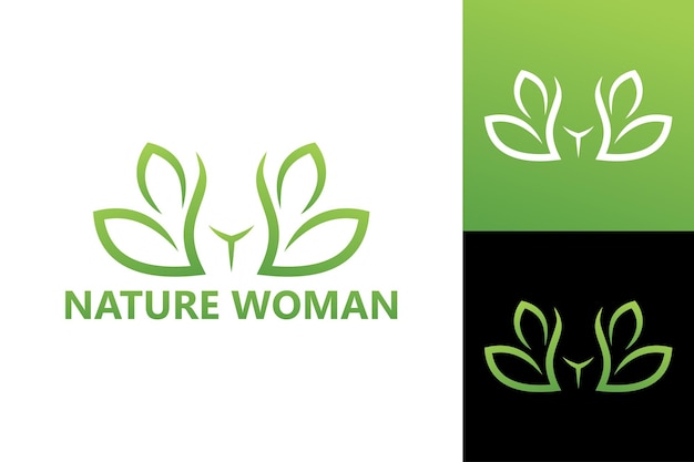 Plantilla de logotipo de cuerpo de mujer de naturaleza vector premium