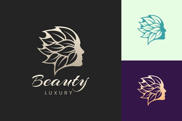 Plantilla de logotipo de cuidado de belleza facial en estilo lujoso y moderno