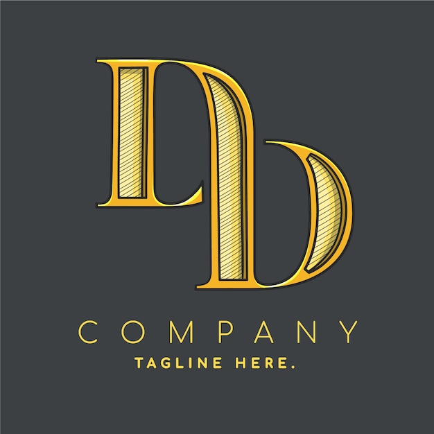 Plantilla de logotipo dd dibujada a mano