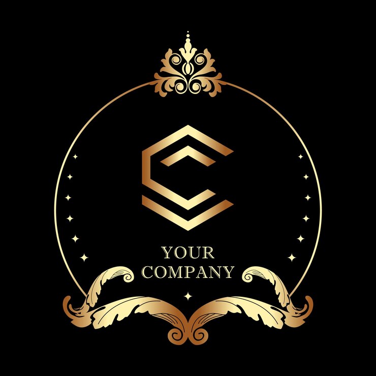 Vector plantilla de logotipo de decoración de borde de marco de lujo de identidad moderna de estilo hexagonal de monograma de letra c