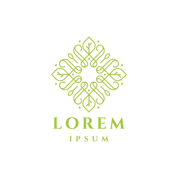 Plantilla de logotipo de decoración de hojas abstractas
