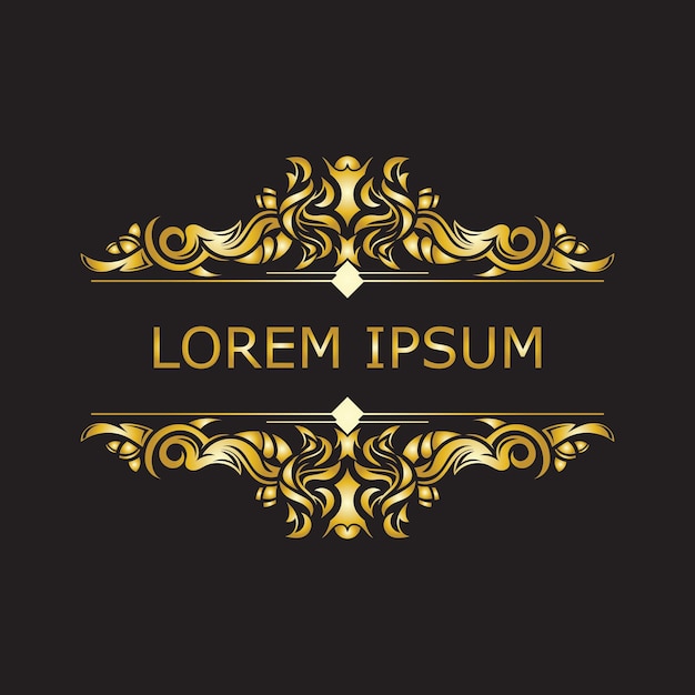 Plantilla de logotipo decorativo de monograma vintage floral de lujo dorado