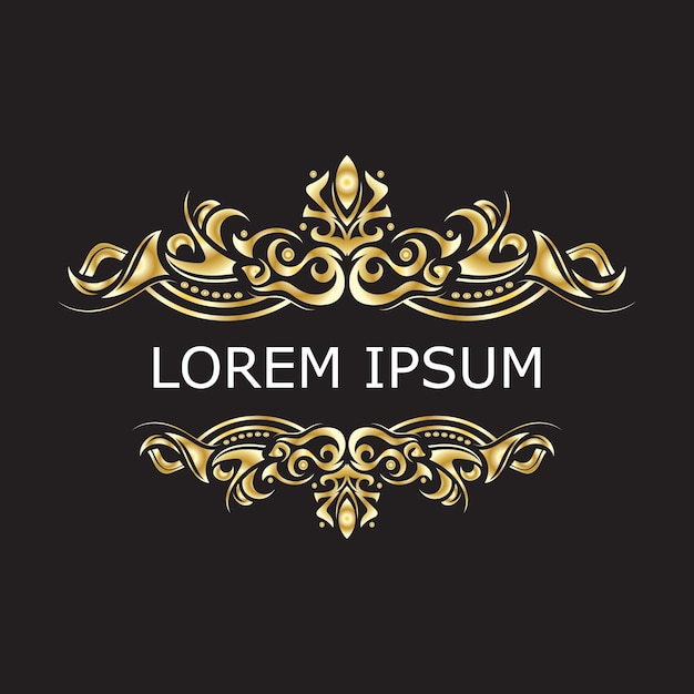 Plantilla de logotipo decorativo de monograma vintage floral de lujo dorado