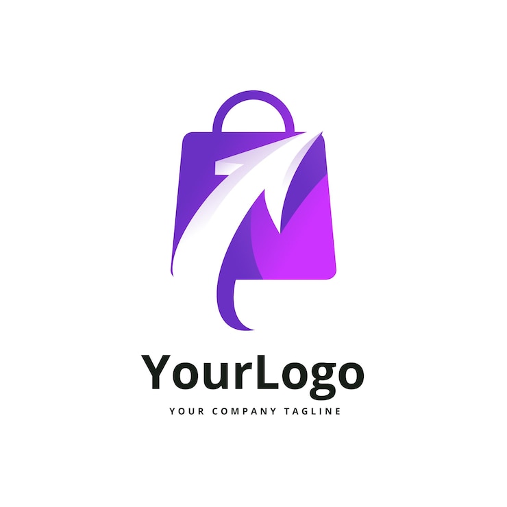 Vector plantilla de logotipo degradado de bolsa de compras