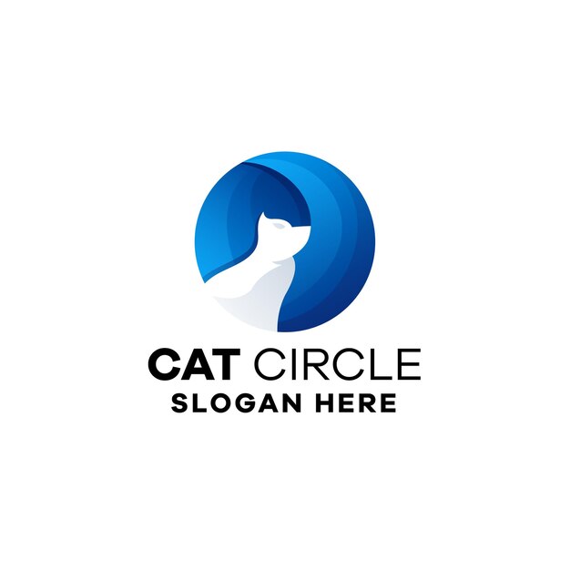 Plantilla de logotipo degradado de círculo de gato