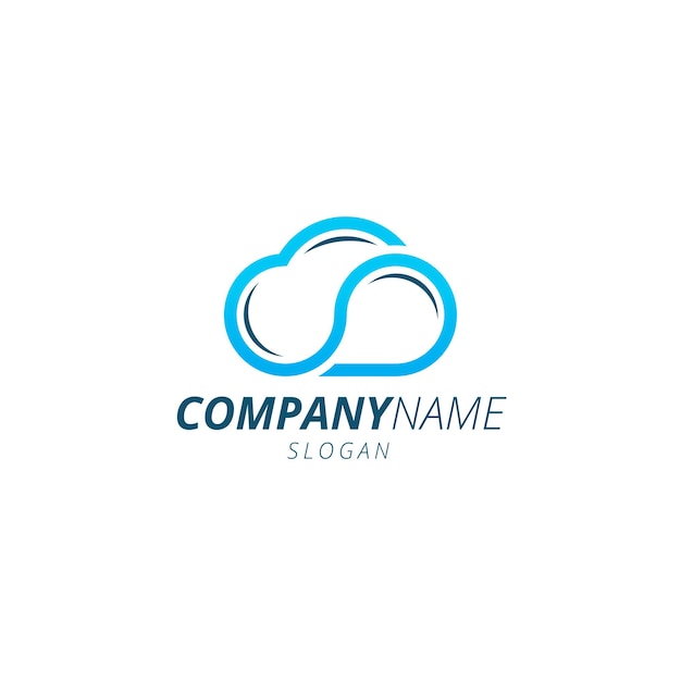 Plantilla de logotipo degradado de color azul nube Vector Premium