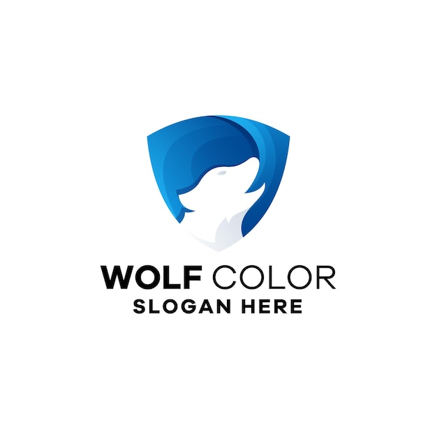 Plantilla de logotipo de degradado de color de lobo