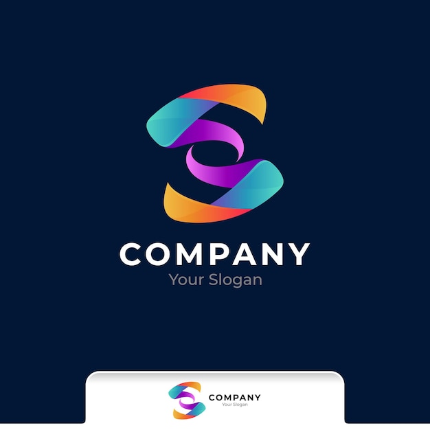 Plantilla de logotipo degradado colorido letra S