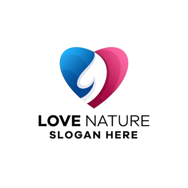 Plantilla de logotipo degradado colorido de la naturaleza de amor