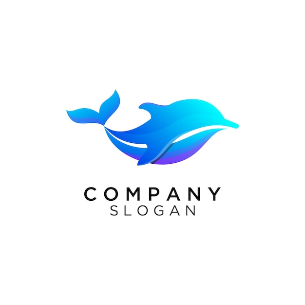 Plantilla de logotipo degradado de delfines