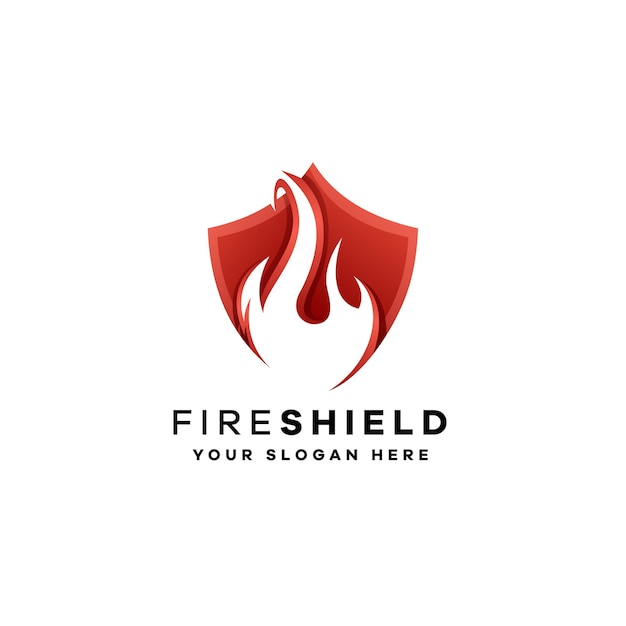 Plantilla de logotipo degradado de escudo de fuego con colores rojos