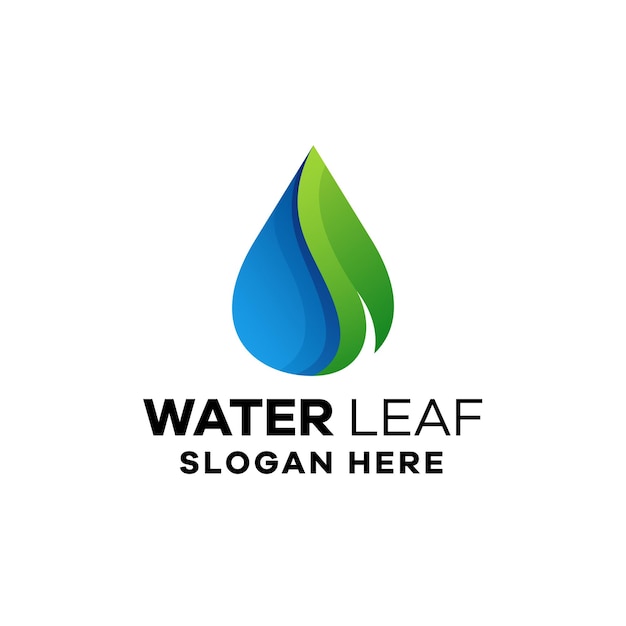 Plantilla de logotipo degradado de hoja de agua