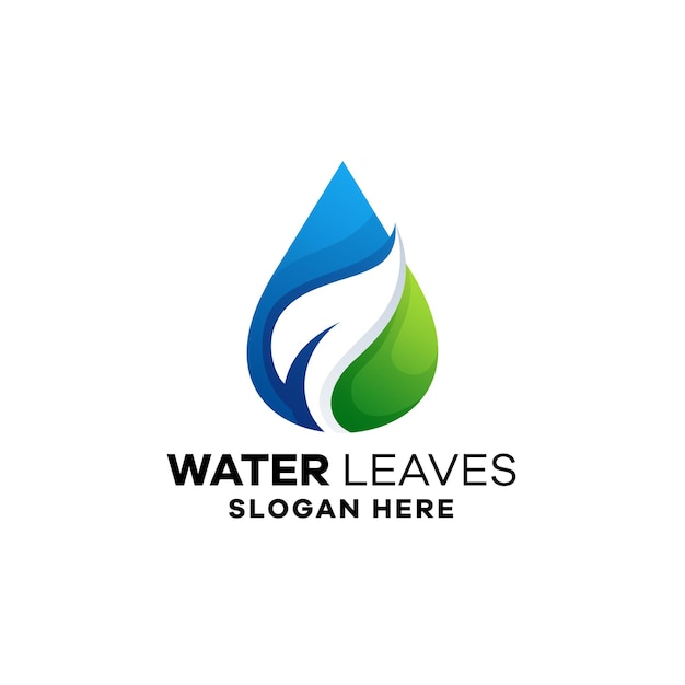 Plantilla de logotipo degradado de hojas de agua