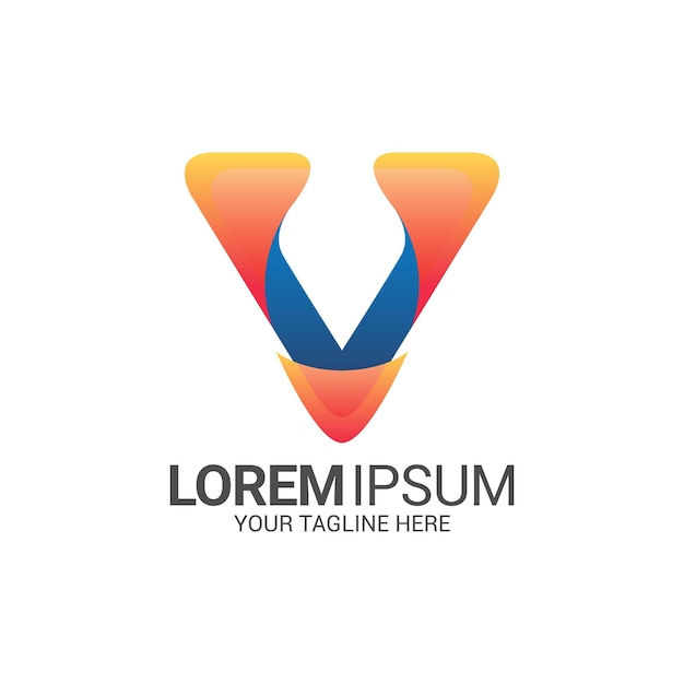 Plantilla de logotipo degradado de letra creativa V