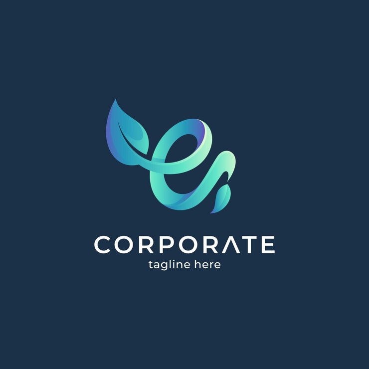 Plantilla de logotipo degradado letra e y hoja