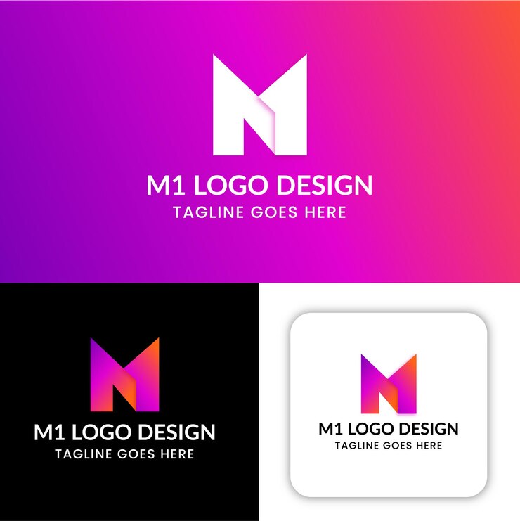 Vector plantilla de logotipo degradado m1 para marca comercial o tecnología