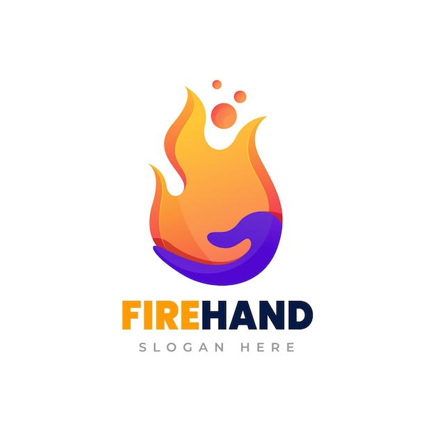 Plantilla de logotipo degradado de mano de fuego