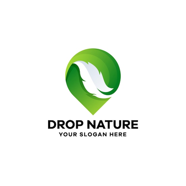 Plantilla de logotipo degradado de naturaleza gota