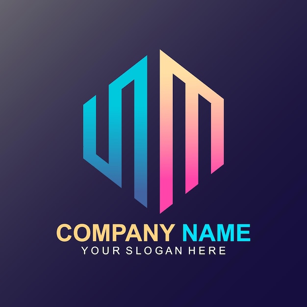 Plantilla de logotipo degradado nm o mn