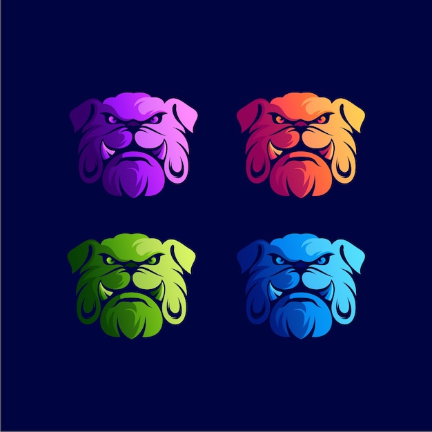 plantilla de logotipo degradado de perro