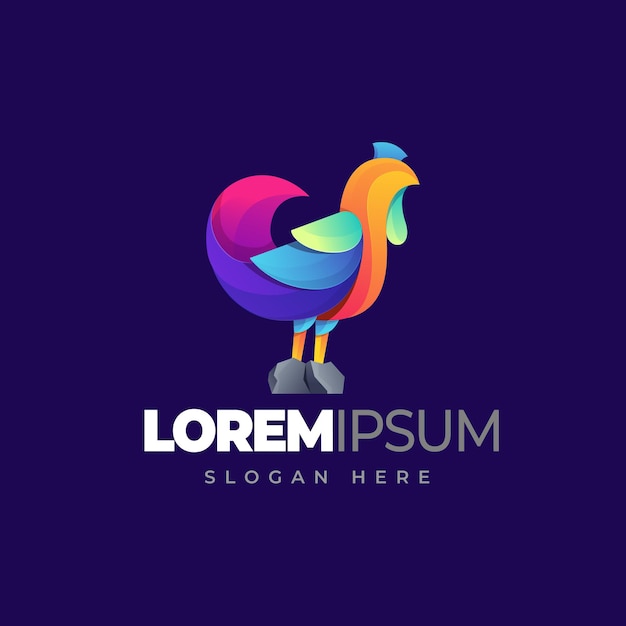 Plantilla de logotipo degradado de pollo