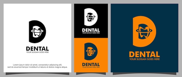 Plantilla de logotipo dental de letra D y dientes