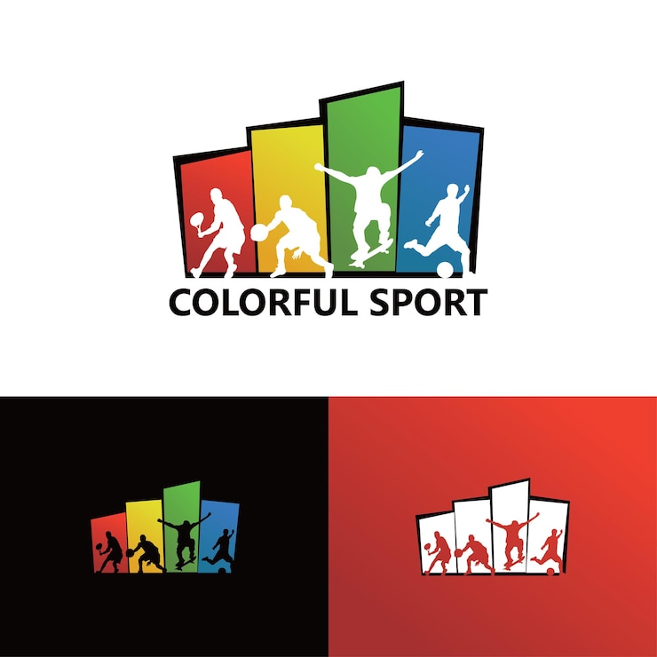 Vector plantilla de logotipo de deporte colorido vector premium