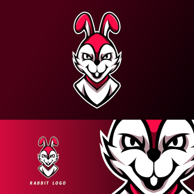 Plantilla de logotipo de deporte de deporte de mascota de conejo blanco