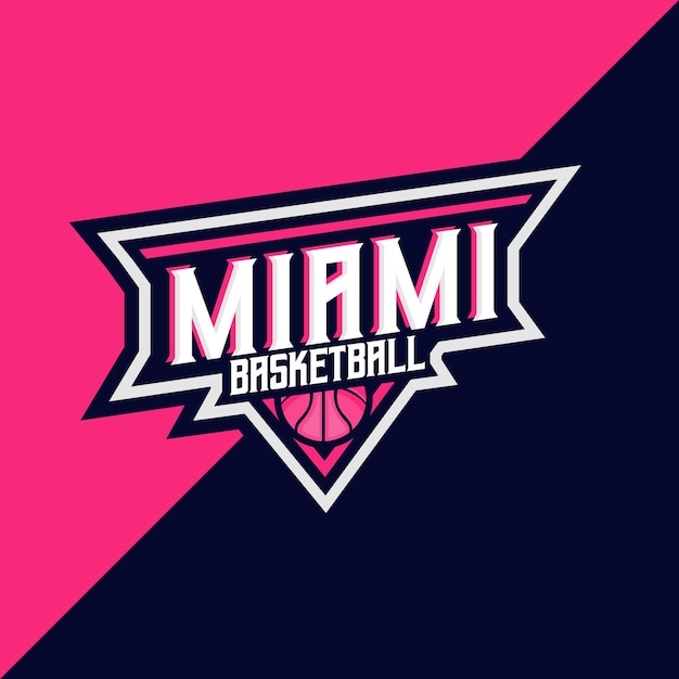 Plantilla de logotipo de deportes y deportes de baloncesto de miami