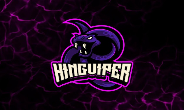 Plantilla de logotipo deportivo y mascota con luz de neón Viper Snake