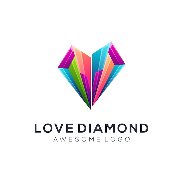 Plantilla de logotipo de diamante de amor colorido