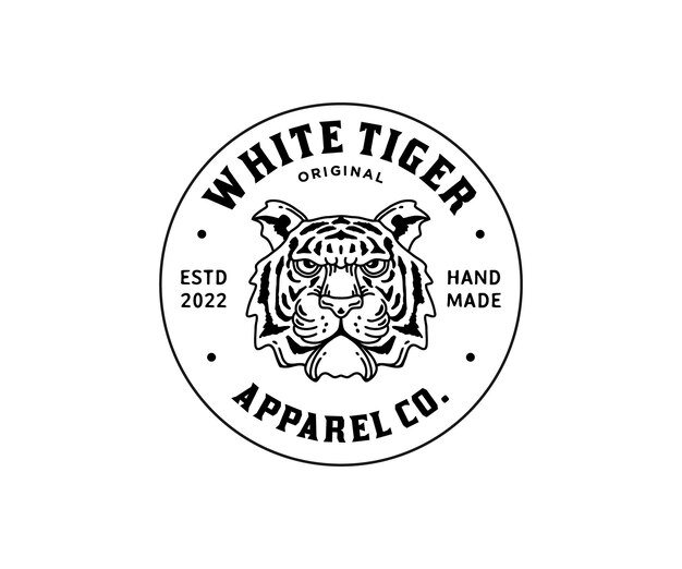 Plantilla de logotipo dibujado a mano de cabeza de tigre vintage