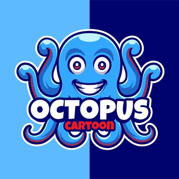 Plantilla de logotipo de dibujos animados de mascota de pulpo