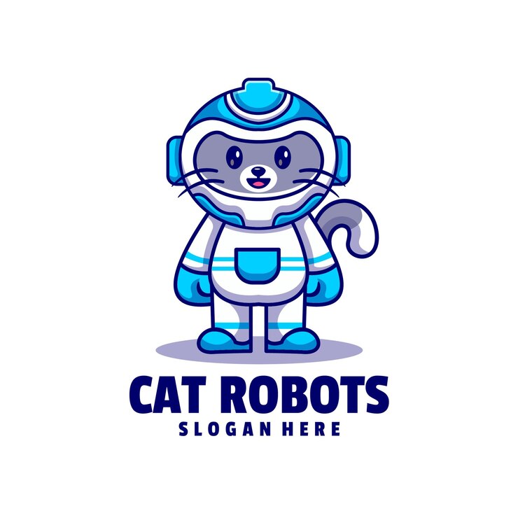 Vector plantilla de logotipo de dibujos animados de robots