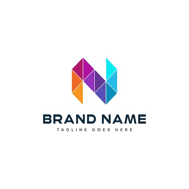 Plantilla de logotipo digital colorido letra N