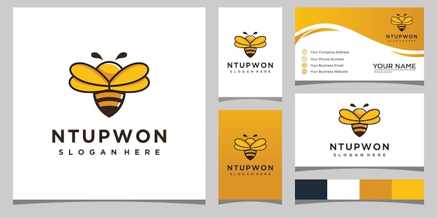 Plantilla de logotipo de diseño de abeja elegante y diseño de tarjeta de visita