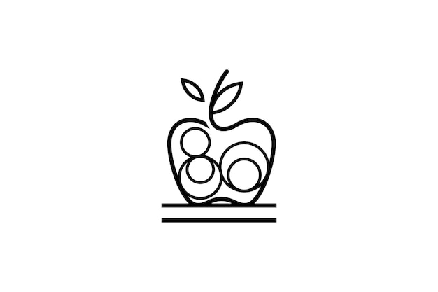 Plantilla de logotipo de diseño abstracto de fruta de manzana con círculo dentro