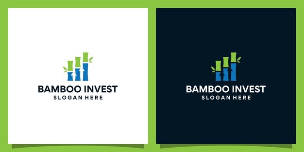 Plantilla de logotipo de diseño de bambú con logotipo de gráfico de inversión financiera Icono de símbolo de crecimiento y ventas de marketing Vector Premium
