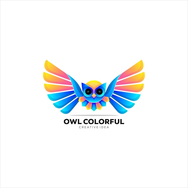 Plantilla de logotipo de diseño de búho colorido