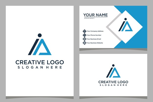 Plantilla de logotipo de diseño de carta IP y diseño de tarjeta de visita