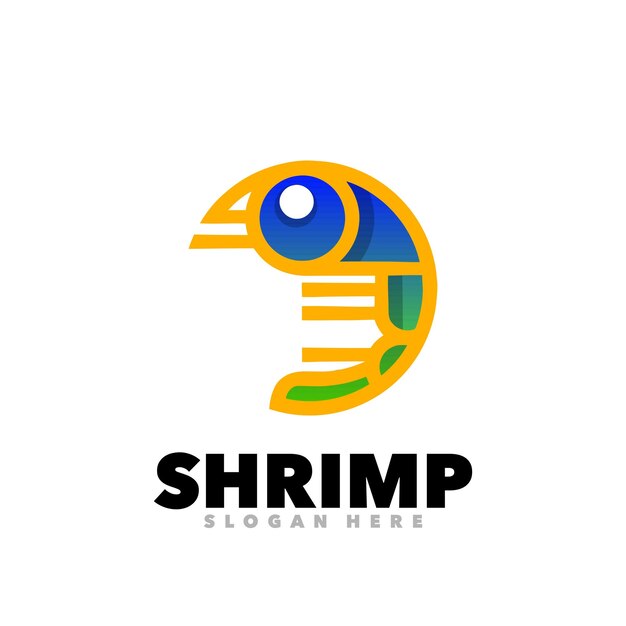 Plantilla de logotipo de diseño colorido de camarones