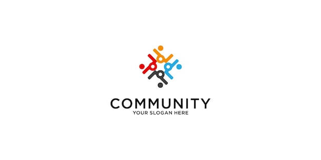 La plantilla de logotipo de diseño de la comunidad de personas puede representar la unidad y la solidaridad en el vector premium del grupo